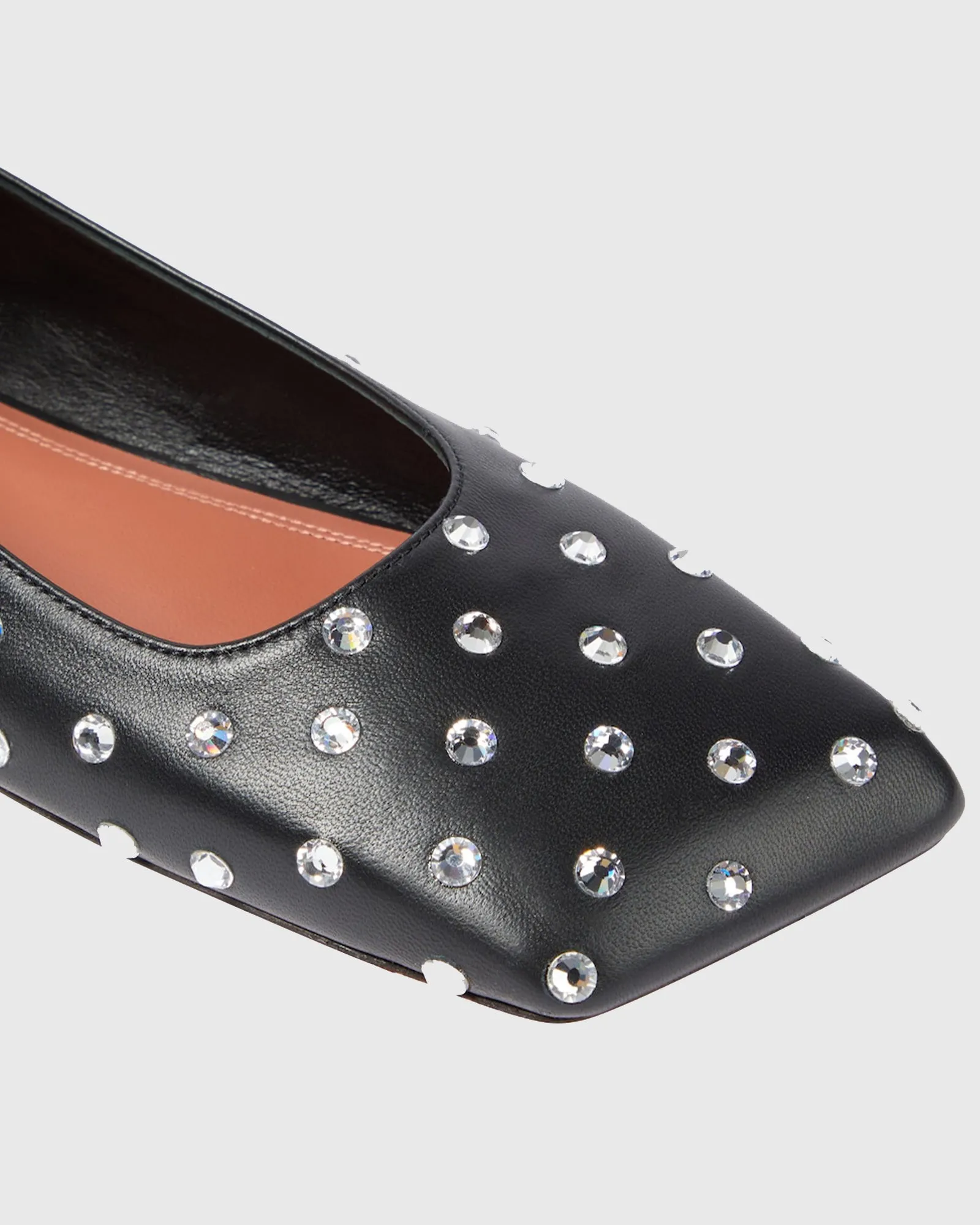 Amata Rhinestone Embellished Leather Ballet Flats In Black