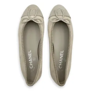 Ballerina 36.5C Grey Flats in Suede Leather