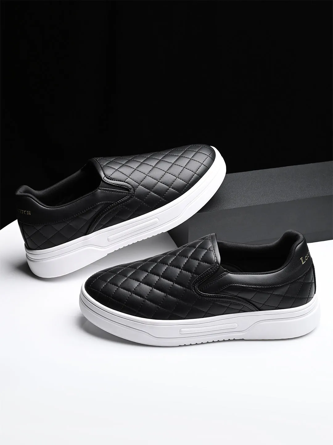 Black Slip-On Sneakers For Men
