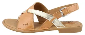 B.O.C. Lowery Leather Split Toe Casual Slingback Sandals, Tan Gold (Women)