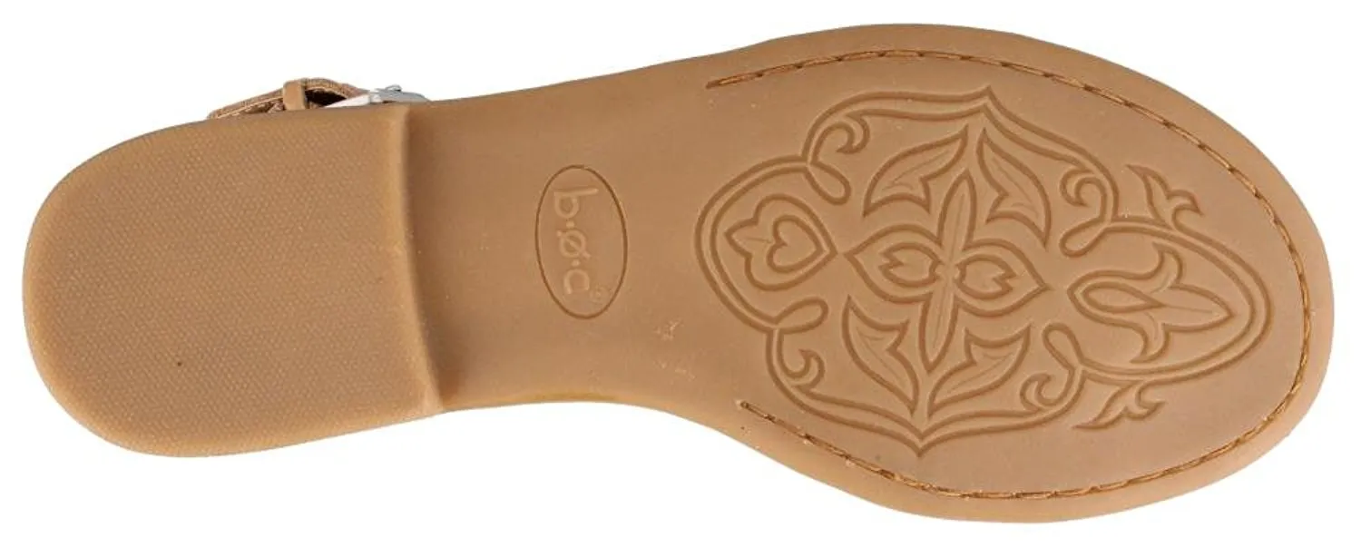 B.O.C. Lowery Leather Split Toe Casual Slingback Sandals, Tan Gold (Women)