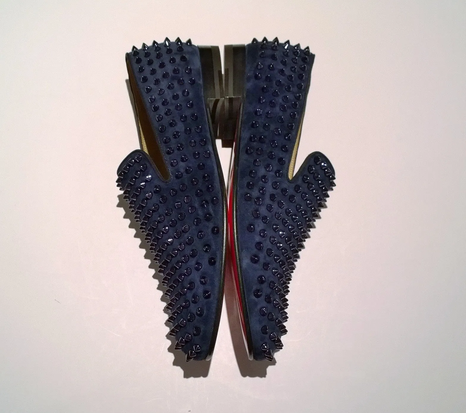 Christian Louboutin Rollerboy Spikes Dark Blue Suede Loafers navy shoes Dandelion