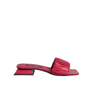 Dolce & Gabbana Fuchsia Leather Slides Flats Sandals Shoes