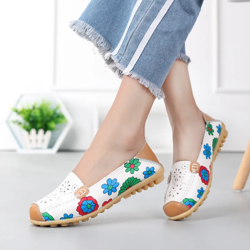 Easy To Put On Perforated Loafers For Pregnant Women Seniors