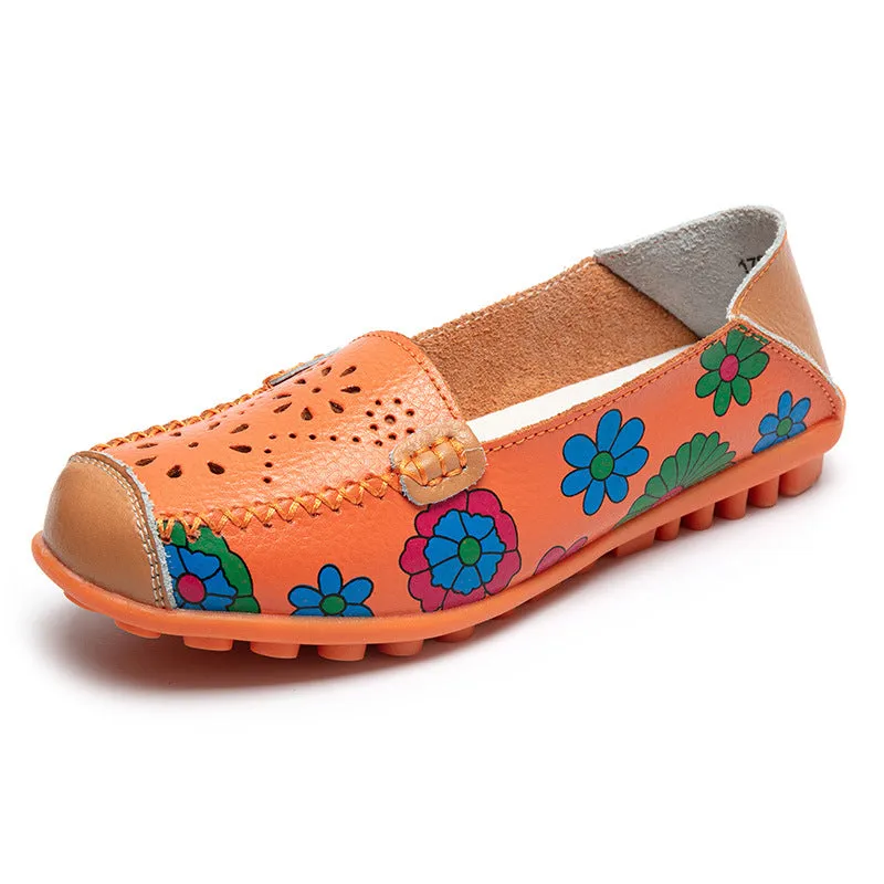 Easy To Put On Perforated Loafers For Pregnant Women Seniors