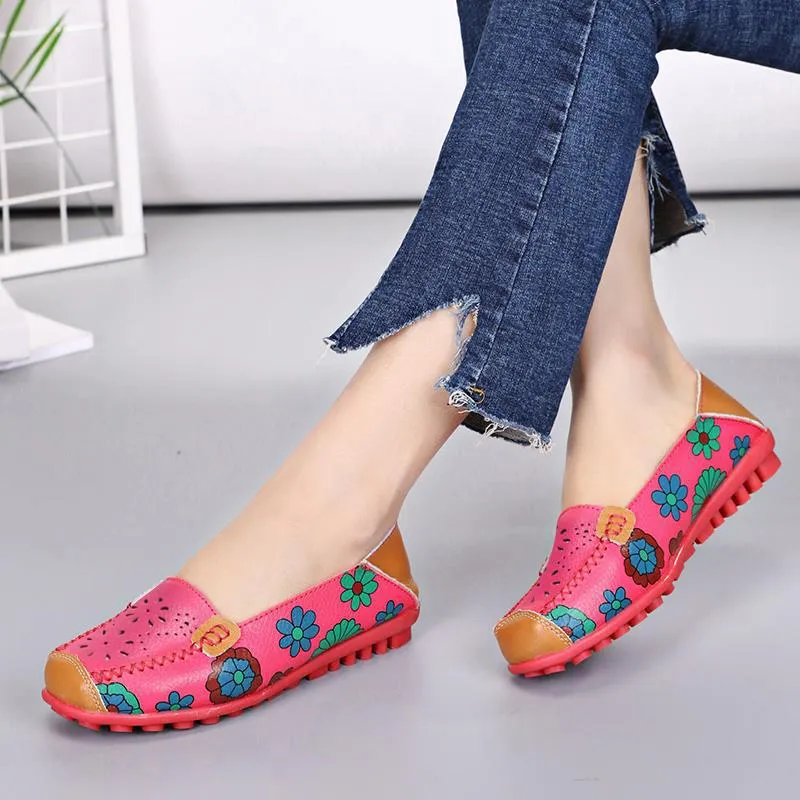 Easy To Put On Perforated Loafers For Pregnant Women Seniors
