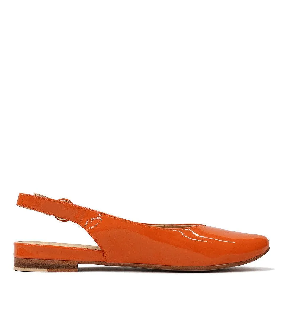 Fairy Orange Patent Leather Slingback Flats