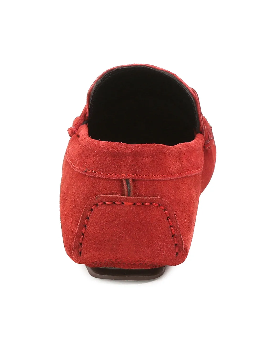 Ferrari Red Handmade Italian Suede Leather Penny Tassel Loafers