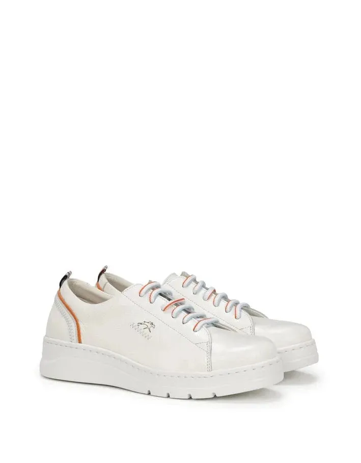 Fluchos Women's Pompas Sneakers- Blanco Naranja