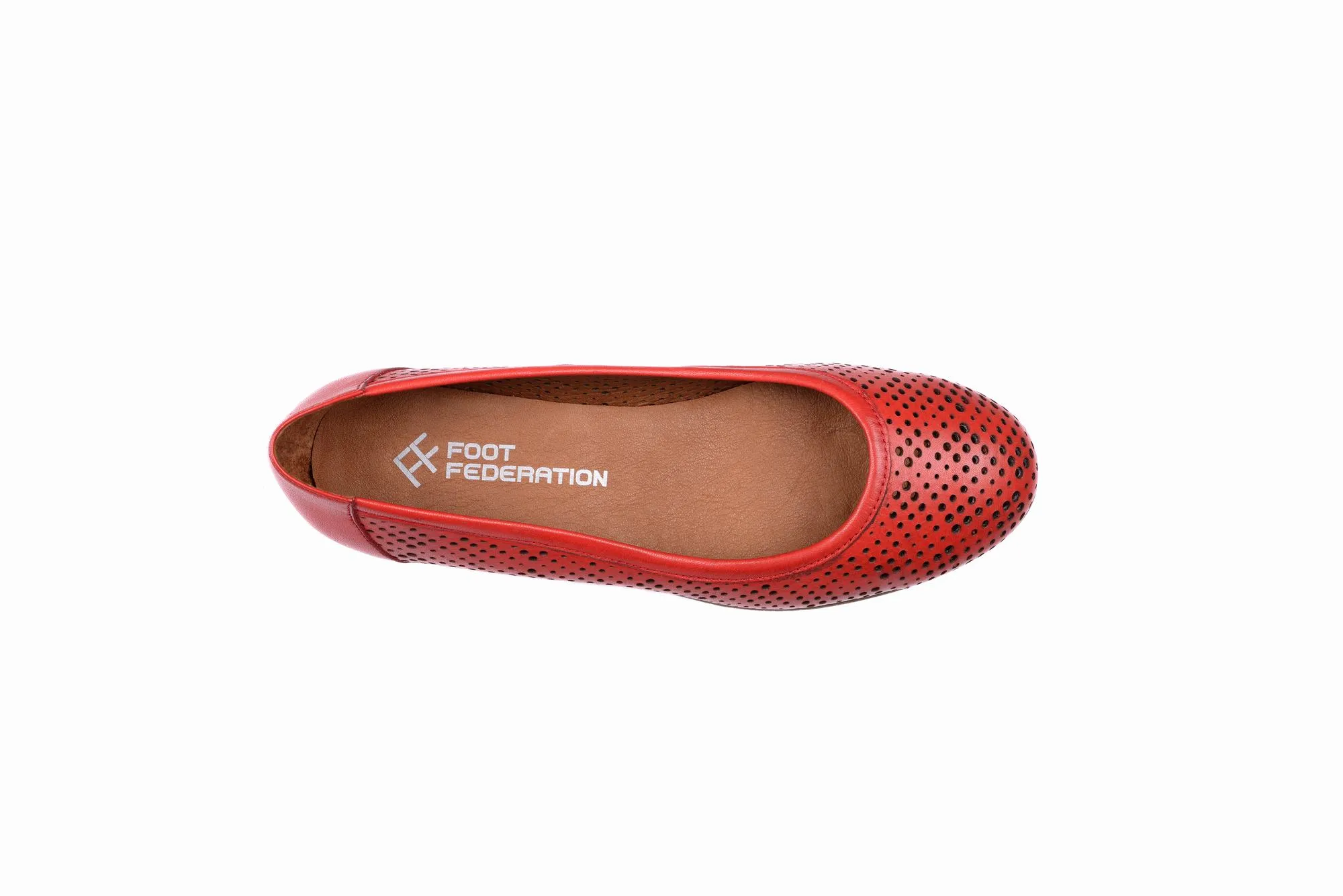 FOOT FEDERATION OPENWORK FLAT WOMEN'S SHOE RED