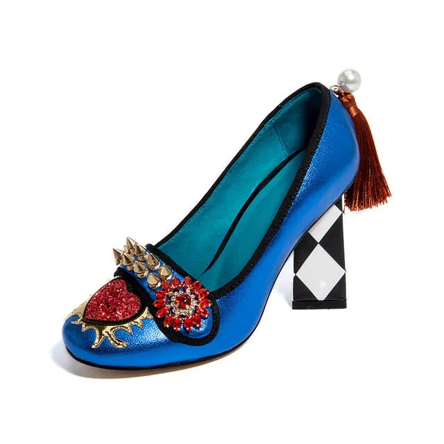 Harmony Fancy Rivet Tassel Chunky Heels
