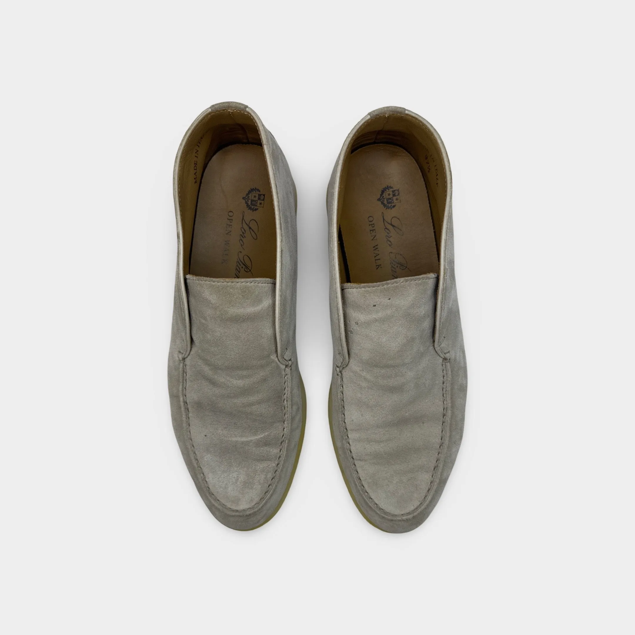 Loro Piana Women's Open Walk Light Grey Loafers