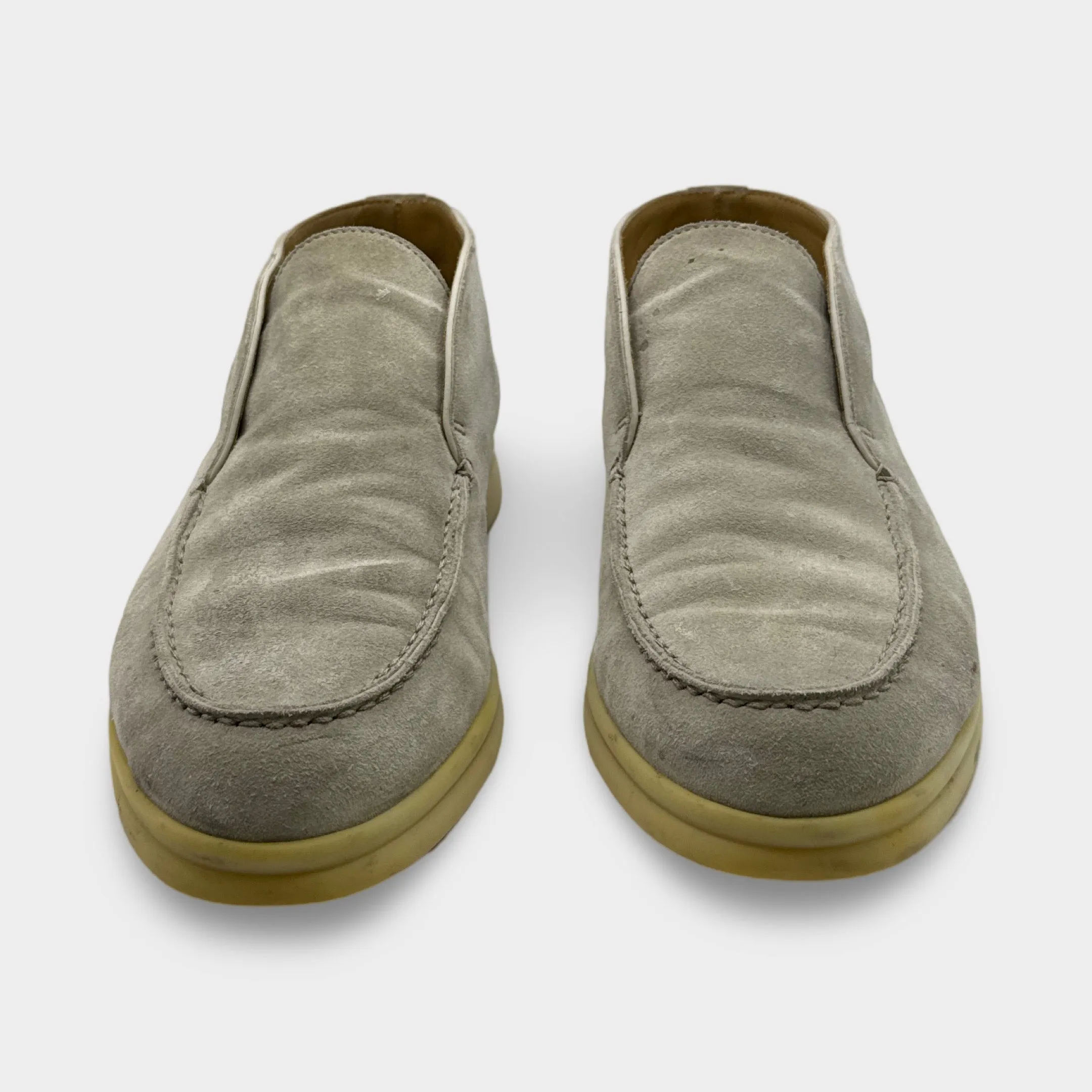 Loro Piana Women's Open Walk Light Grey Loafers