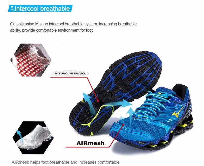 MIZUNO Men Wave PROPHECY 5 Breathable Light Weight Cushioning Jogging Running Shoes Sneakers Sport Shoes