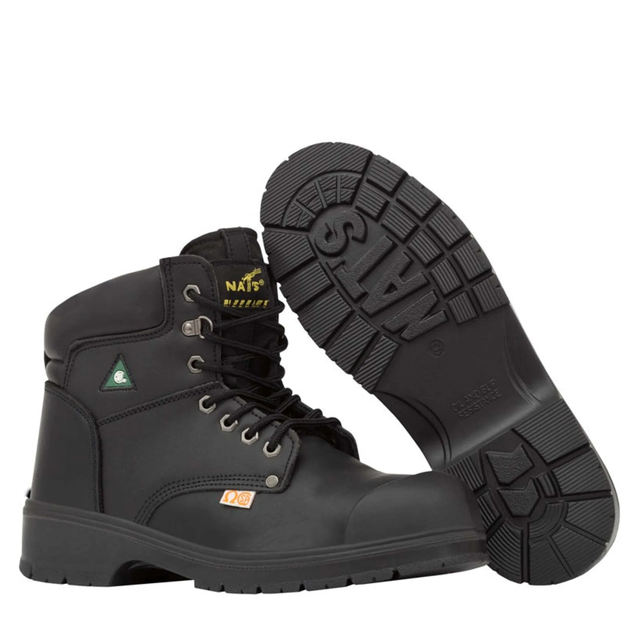 Nats Men's Safety Work Boots S310 | CSA Approved 6" Full Grain Leather Steel Cap and Sole, Durable, Dual Density PU Sole | Sizes 7-13