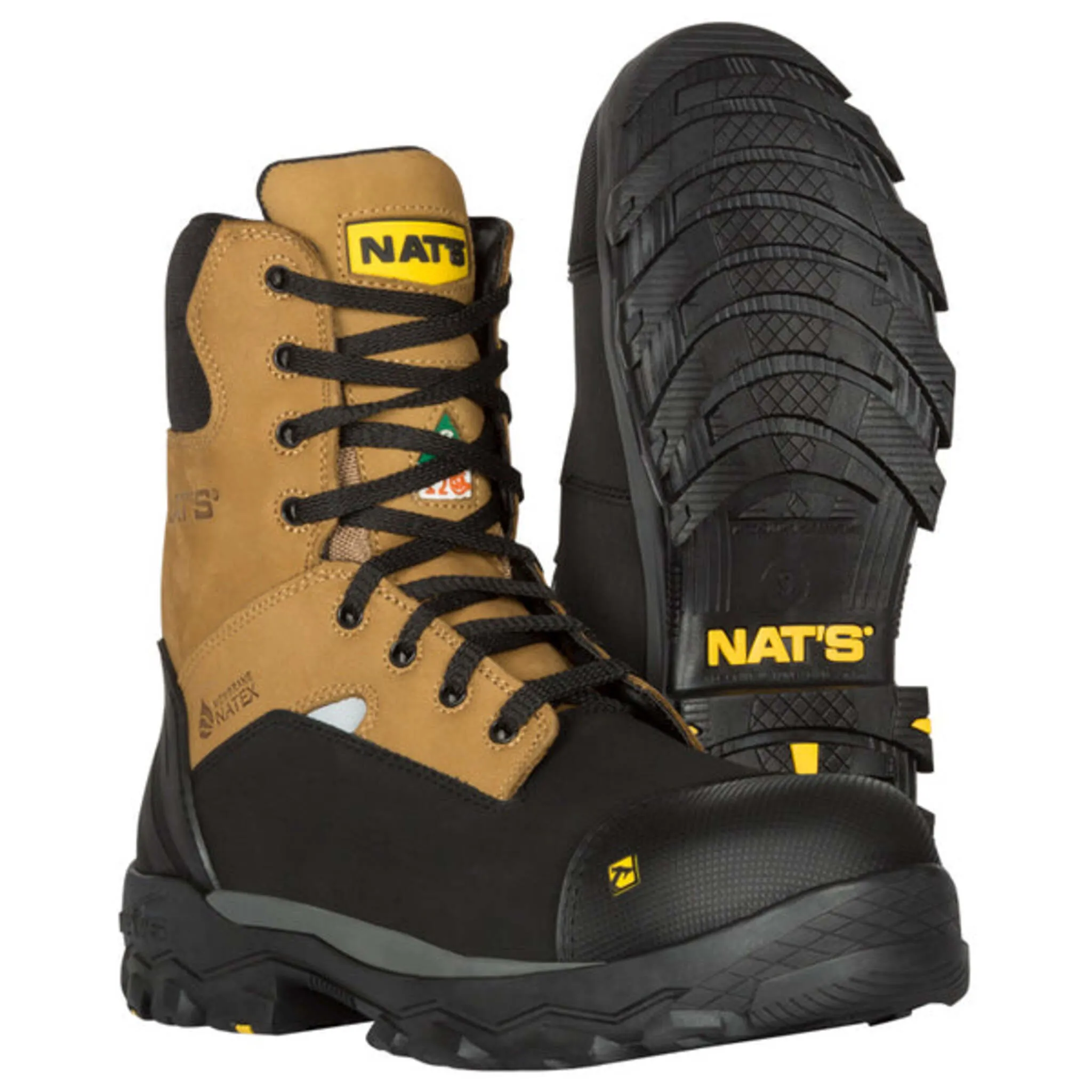 Nats Men's Safety Work Boots s626 CSA 8" Full Grain Leather Steel Toe and Cap, Waterproof, Oil Resistant, Durable, Anti-Slip | Sizes 7-13