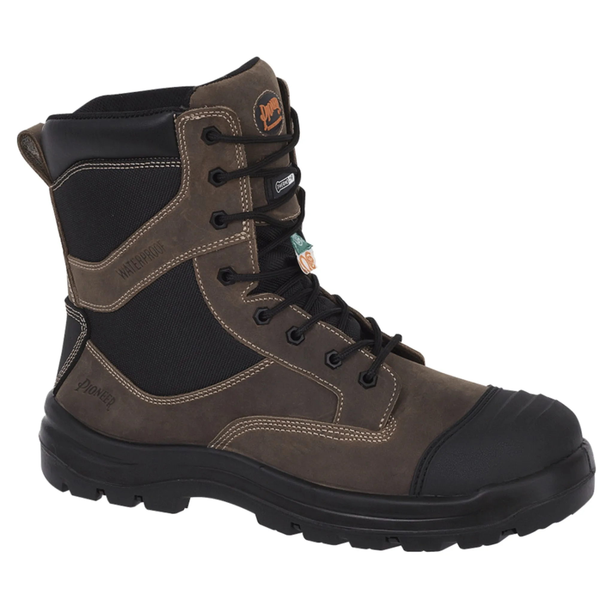 Pioneer Men's Khyber 8" Metal-Free CSA Safety Work Boots, Waterproof Leather, Thermolite Insulation, Composite Toe, Shock Resistant, Durable | Sizes 7-14