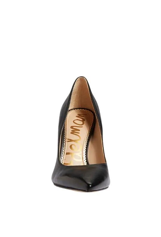 Sam Edelman Hazel Taper Toe Heeled Pump - Black Leather