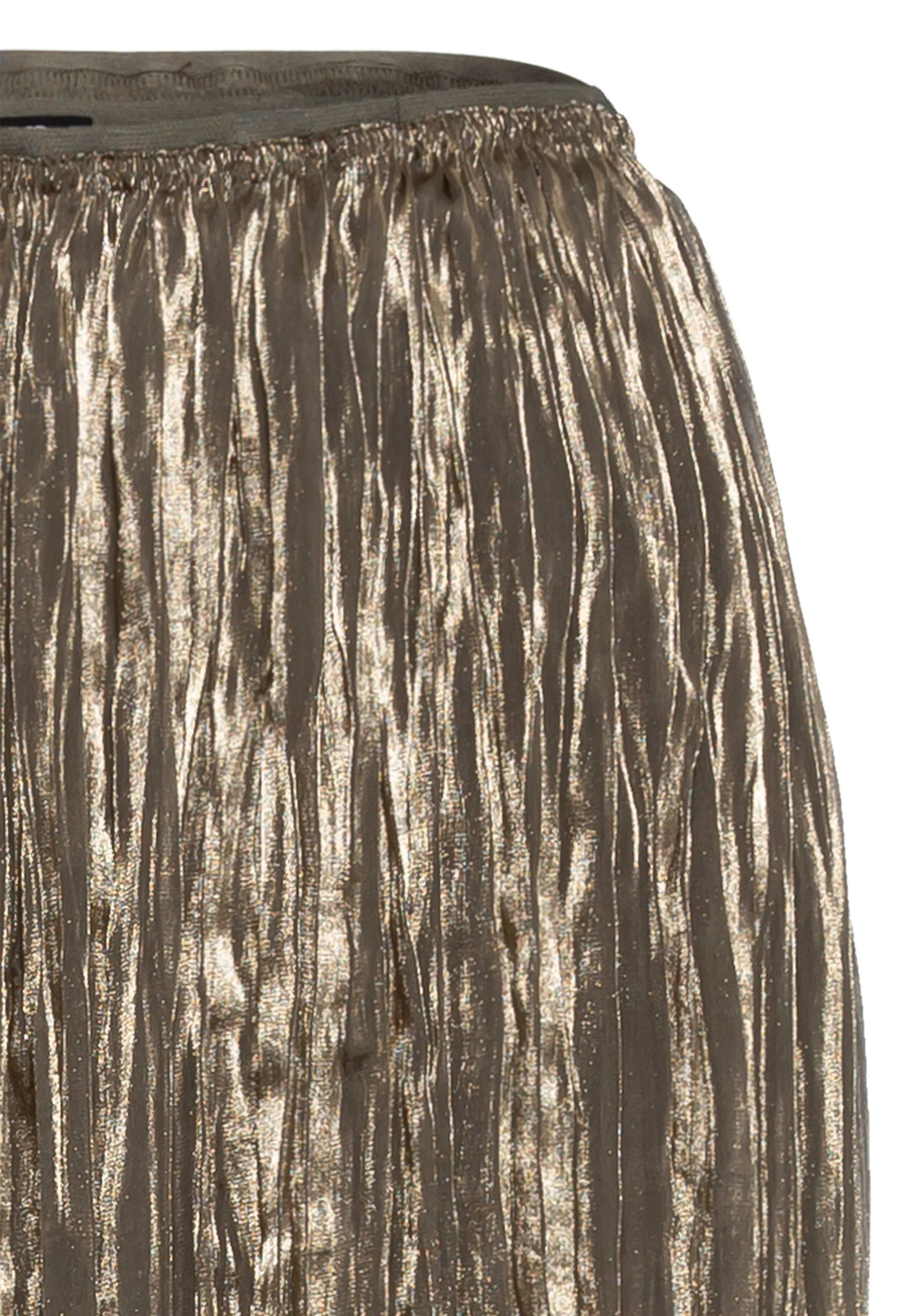 Shimmer Crinkle Pleated Midi Skirt