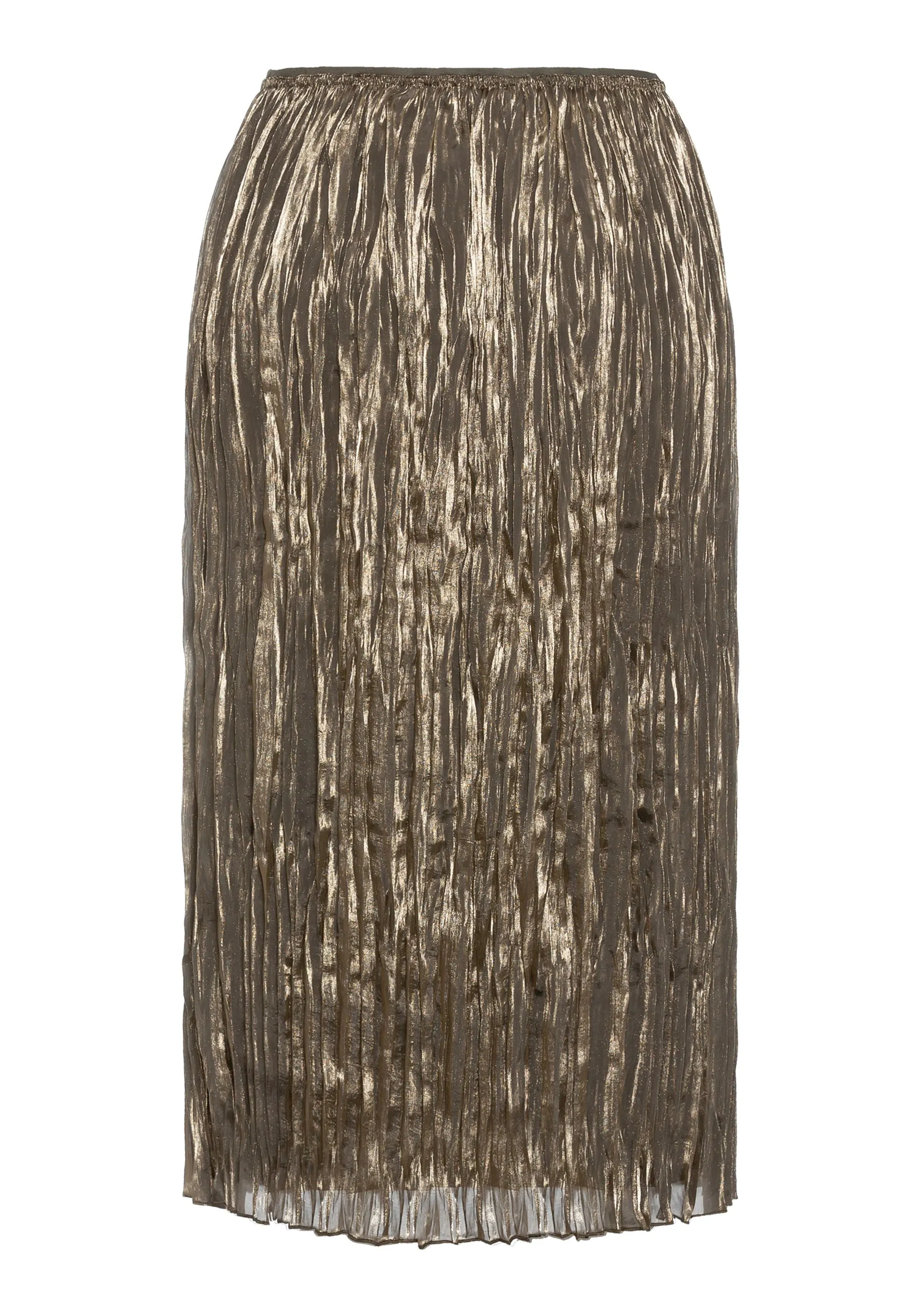 Shimmer Crinkle Pleated Midi Skirt