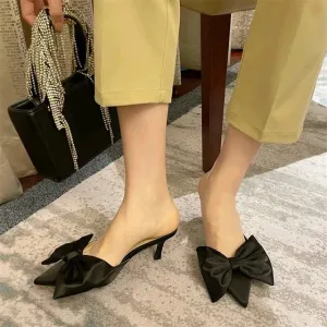 WOMEN'S POINTED KITTEN HEELS - BLACK