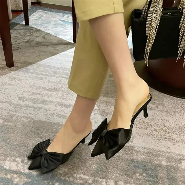 WOMEN'S POINTED KITTEN HEELS - BLACK